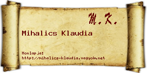 Mihalics Klaudia névjegykártya